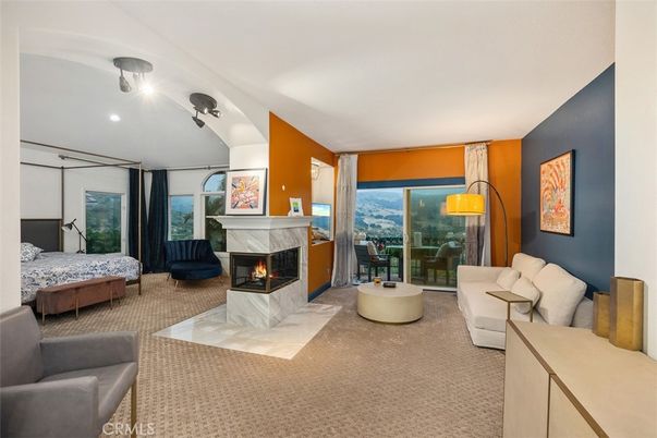Bedroom, Fireplace, Interior, Living room, Recessed Lighting