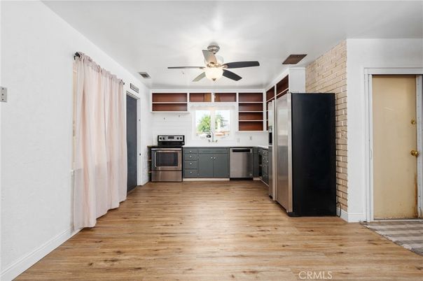 Interior, Kitchen, Stainless Steel Appliances, Wood Texture Flooring