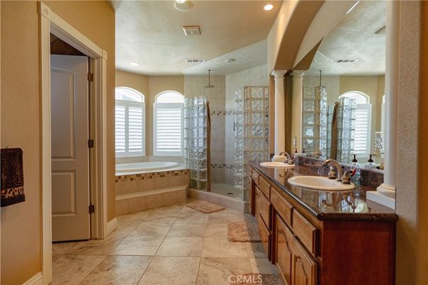 Bathroom, Dual Sink Vanities, Glass Shower, Interior, Recessed Lighting