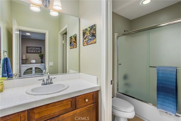 Bathroom, Glass Shower, Interior, Recessed Lighting, Tile Countertops