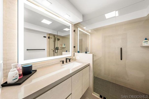 Bathroom, Glass Shower, Interior, Recessed Lighting