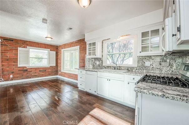 Interior, Kitchen, Stone Walls, Wood Texture Flooring