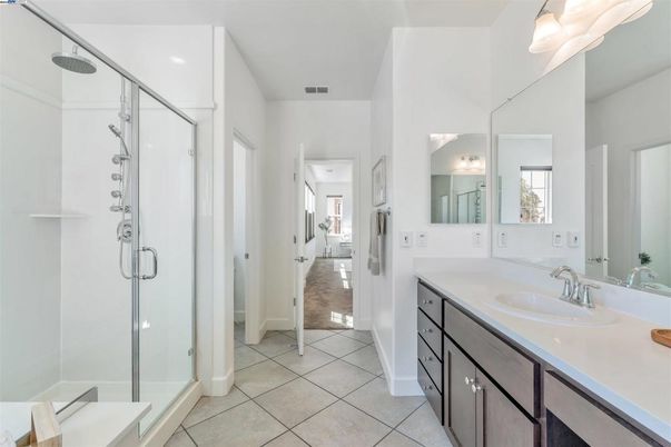 Bathroom, Dual Sink Vanities, Glass Shower, Interior