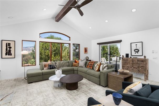 Interior, Living room, Recessed Lighting, Wooden Beams