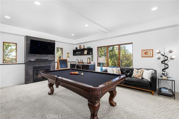 Billiard Table, Fireplace, Game Room, Interior, Recessed Lighting