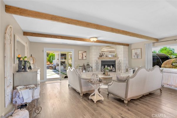 Fireplace, Interior, Living room, Stone Walls, Wooden Beams, Wood Texture Flooring