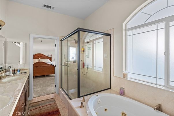 Bathroom, Dual Sink Vanities, Glass Shower, Interior, Tile Countertops