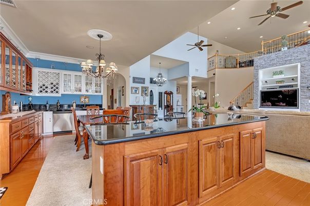 Chandelier, Interior, Kitchen, Pendant Lights, Recessed Lighting, Wood Texture Flooring
