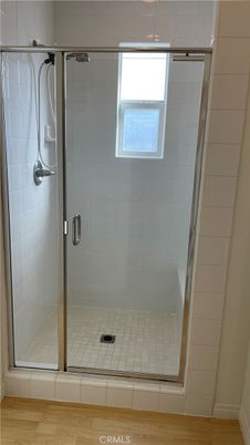 Bathroom, Glass Shower, Interior, Wood Texture Flooring