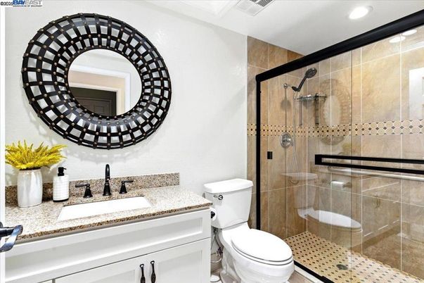 Bathroom, Glass Shower, Interior, Recessed Lighting