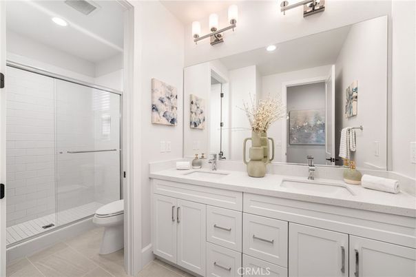Bathroom, Dual Sink Vanities, Glass Shower, Interior, Recessed Lighting