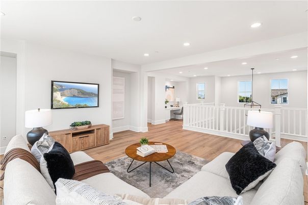 Interior, Living room, Pendant Lights, Recessed Lighting, Wood Texture Flooring