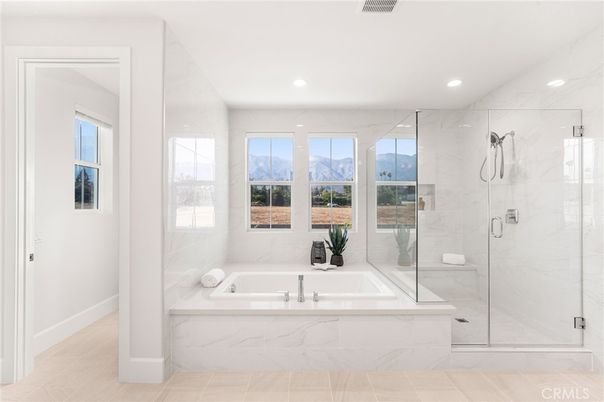 Bathroom, Glass Shower, Interior, Marble Walls, Recessed Lighting