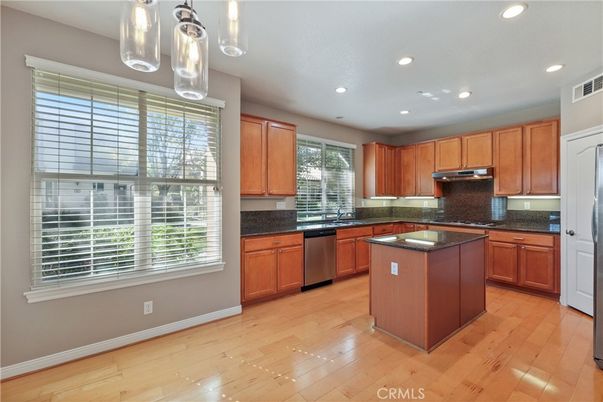 Interior, Kitchen, Pendant Lights, Recessed Lighting, Wood Texture Flooring