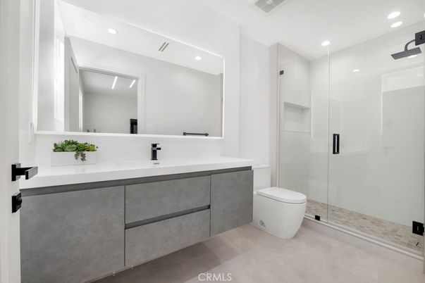 Bathroom, Dual Sink Vanities, Glass Shower, Interior, Recessed Lighting