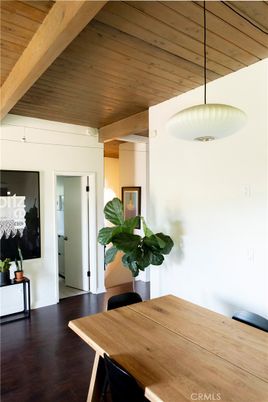 Dining room, Interior, Pendant Lights, Wooden Ceilings, Wood Texture Flooring