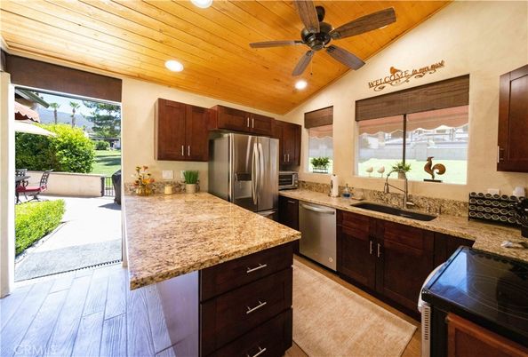 Interior, Kitchen, Recessed Lighting, Stainless Steel Appliances, Wooden Ceilings, Wood Texture Flooring