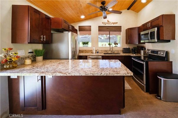 Interior, Kitchen, Recessed Lighting, Stainless Steel Appliances, Wooden Beams, Wooden Ceilings