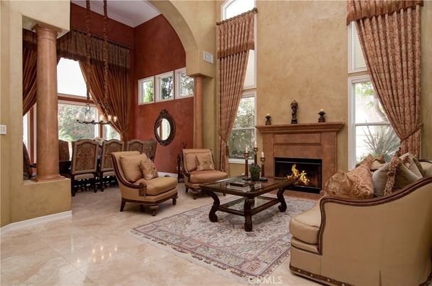 Chandelier, Dining room, Fireplace, Interior, Living room
