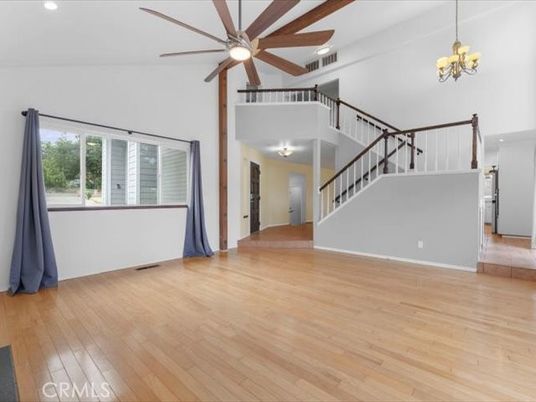 Chandelier, Empty room, Interior, Recessed Lighting, Wood Texture Flooring