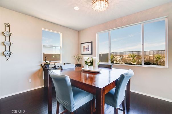 Dining room, Interior, Recessed Lighting, Wood Texture Flooring