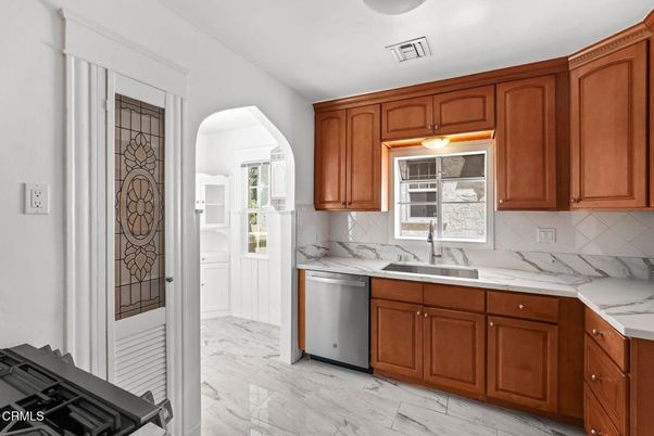 Interior, Kitchen, Marble, Marble Walls, Stainless Steel Appliances