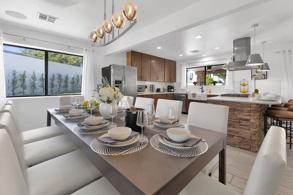 Dining room, Interior, Kitchen, Pendant Lights, Recessed Lighting, Stainless Steel Appliances