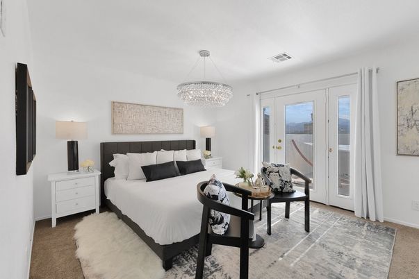 Bedroom, Chandelier, Interior