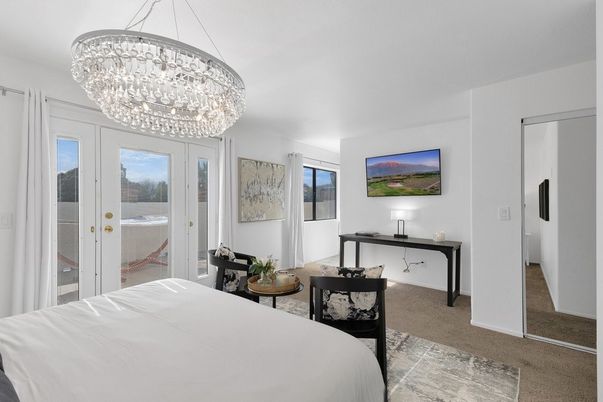 Bedroom, Chandelier, Interior