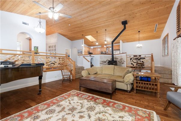Chandelier, Dining room, Interior, Kitchen, Living room, Pendant Lights, Wooden Ceilings, Wood Texture Flooring