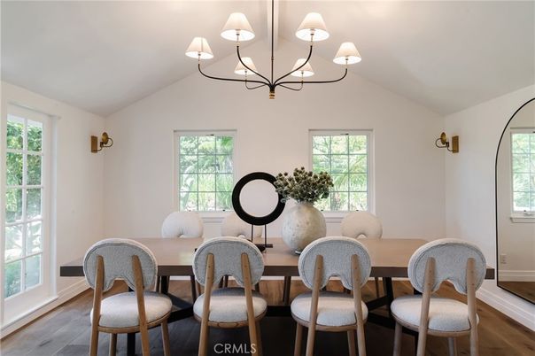 Chandelier, Dining room, Interior, Wood Texture Flooring