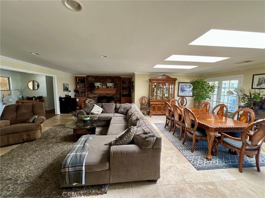 Dining room, Fireplace, Interior, Living room, Recessed Lighting