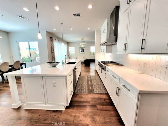 Interior, Kitchen, Pendant Lights, Recessed Lighting, Wood Texture Flooring