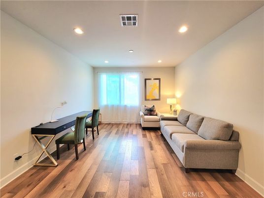 Home Office, Interior, Living room, Recessed Lighting, Wood Texture Flooring