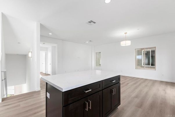 Empty room, Interior, Pendant Lights, Recessed Lighting, Wood Texture Flooring