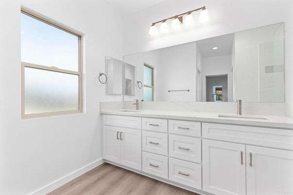 Bathroom, Dual Sink Vanities, Interior, Wood Texture Flooring