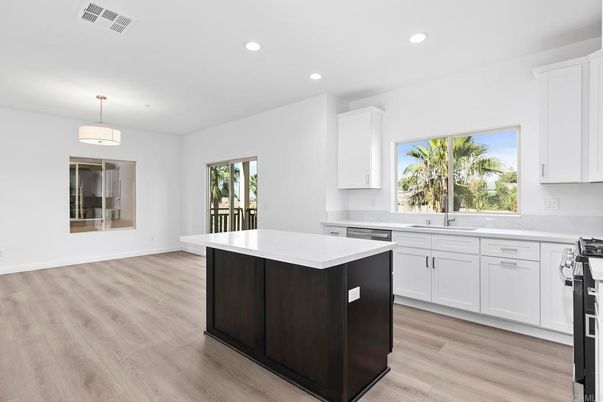 Interior, Kitchen, Recessed Lighting, Wood Texture Flooring