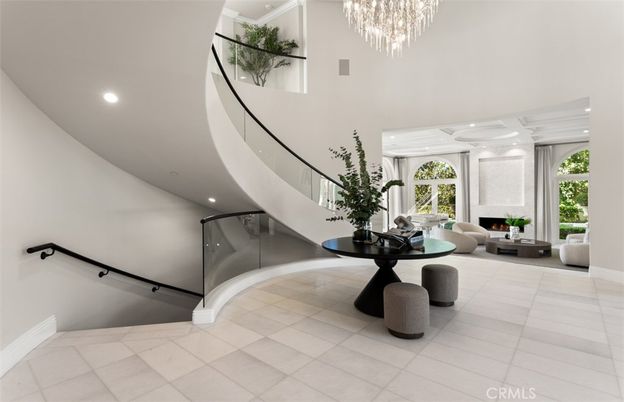 Chandelier, Fireplace, Interior, Living room, Recessed Lighting
