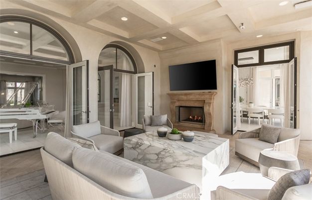Dining room, Fireplace, Interior, Living room, Recessed Lighting