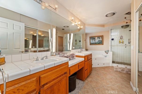 Bathroom, Dual Sink Vanities, Glass Shower, Interior, Tile Countertops