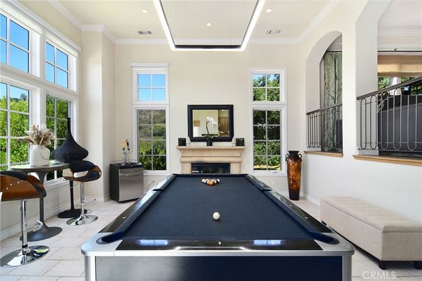 Billiard Table, Fireplace, Game Room, Interior, Recessed Lighting