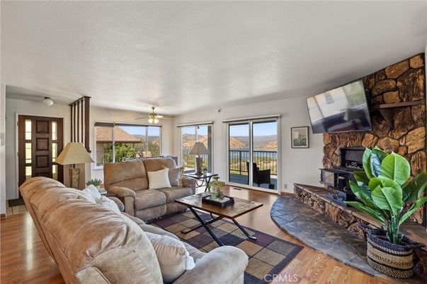 Fireplace, Interior, Living room, Stone Walls, Wood Texture Flooring