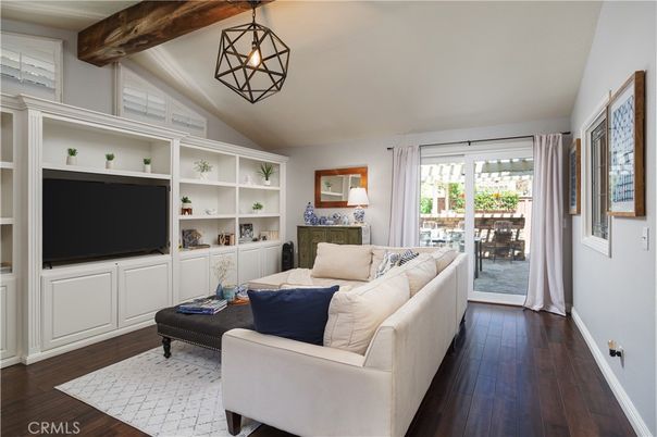 Chandelier, Interior, Living room, Pendant Lights, Wooden Beams, Wood Texture Flooring