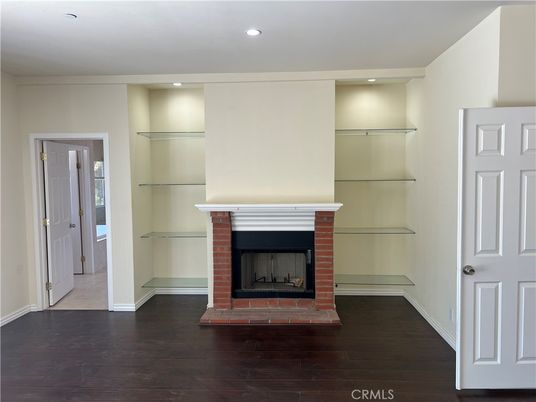 Fireplace, Interior, Recessed Lighting, Wood Texture Flooring
