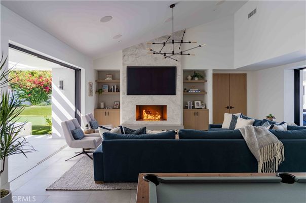 Fireplace, Interior, Living room, Pendant Lights