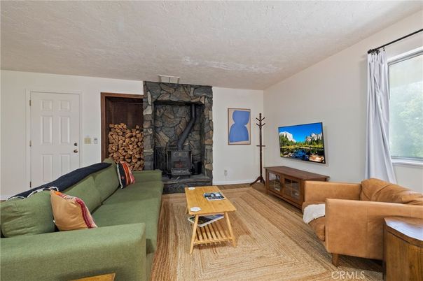 Fireplace, Interior, Living room, Stone Walls, Wood Texture Flooring