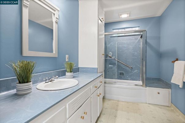 Bathroom, Glass Shower, Interior, Wood Texture Flooring
