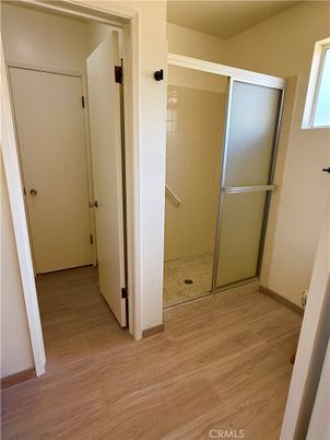 Bathroom, Glass Shower, Interior, Wood Texture Flooring