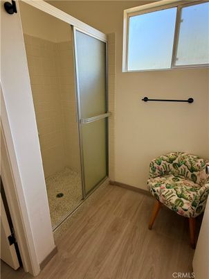 Bathroom, Glass Shower, Interior, Wood Texture Flooring
