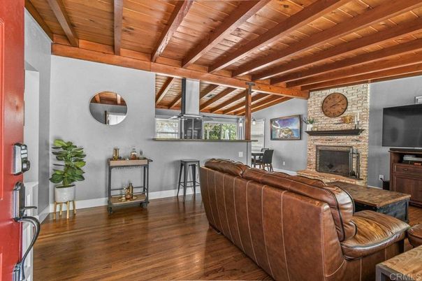 Fireplace, Interior, Living room, Stone Walls, Wooden Beams, Wooden Ceilings, Wood Texture Flooring